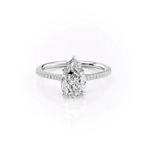 The Pave Lexie Set With A 3 Carat Pear 14K White Gold Lab Diamond
