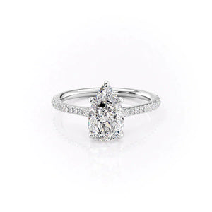 The Lexie Set With A 3 Carat Pear 14K White Gold Lab Diamond