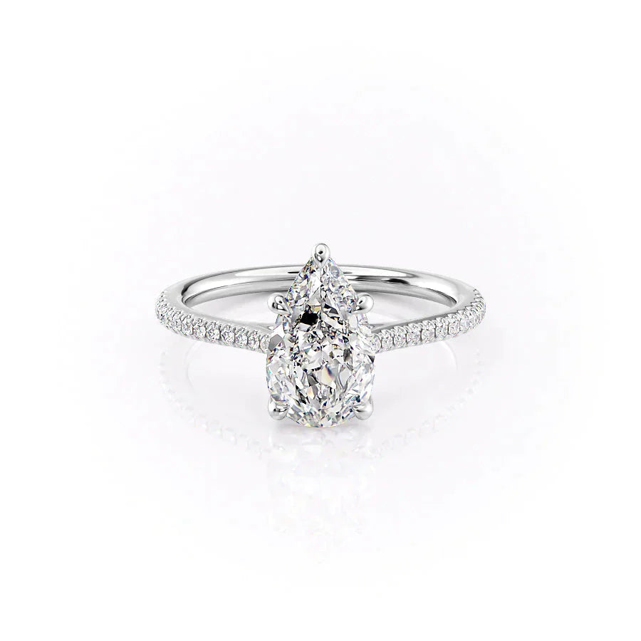 The Lexie Set  With A 5 Carat Pear 18K White Gold Moissanite