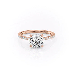 The Lexie Set With A 1 Carat Round 14K Rose Gold Lab Diamond