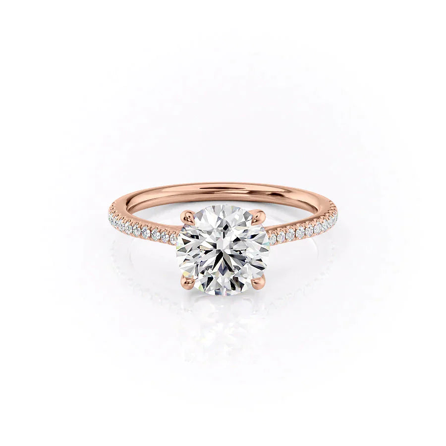 The Lexie Set With A 2 Carat Round 14K Rose Gold Lab Diamond