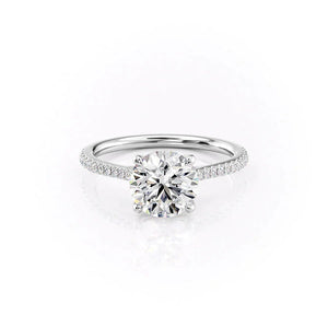 The Pave Lexie Set With A 3 Carat Round 14K White Gold Lab Diamond