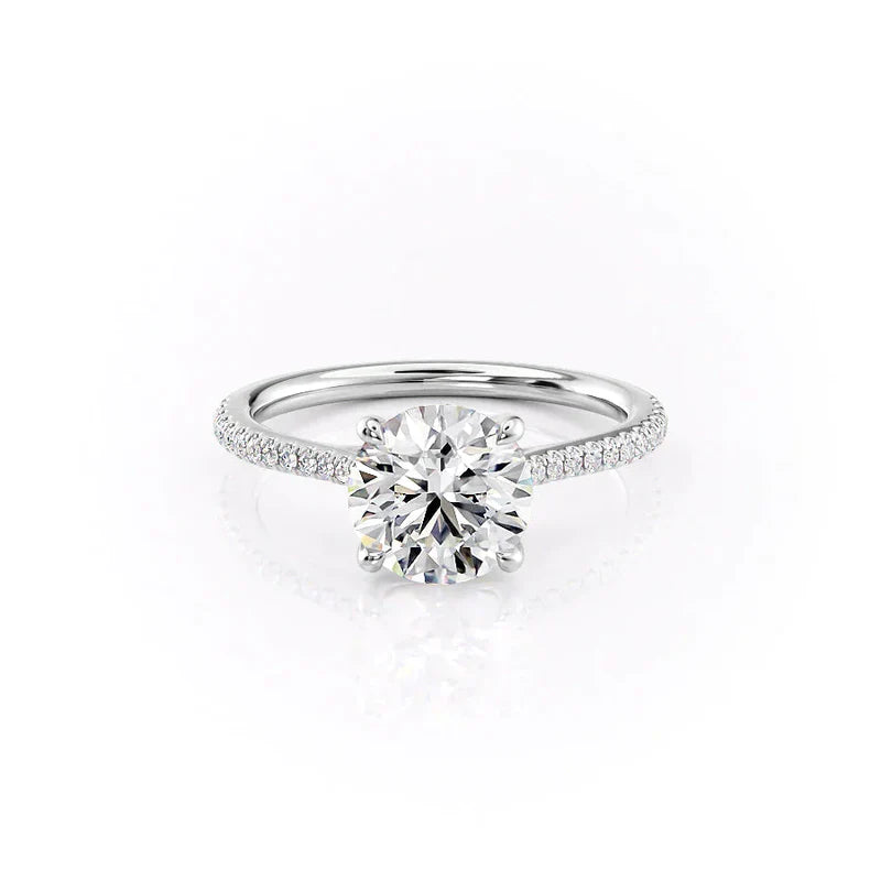 The Pave Lexie Set With A 2.5 Carat Cushion 18K White Gold Lab Diamond