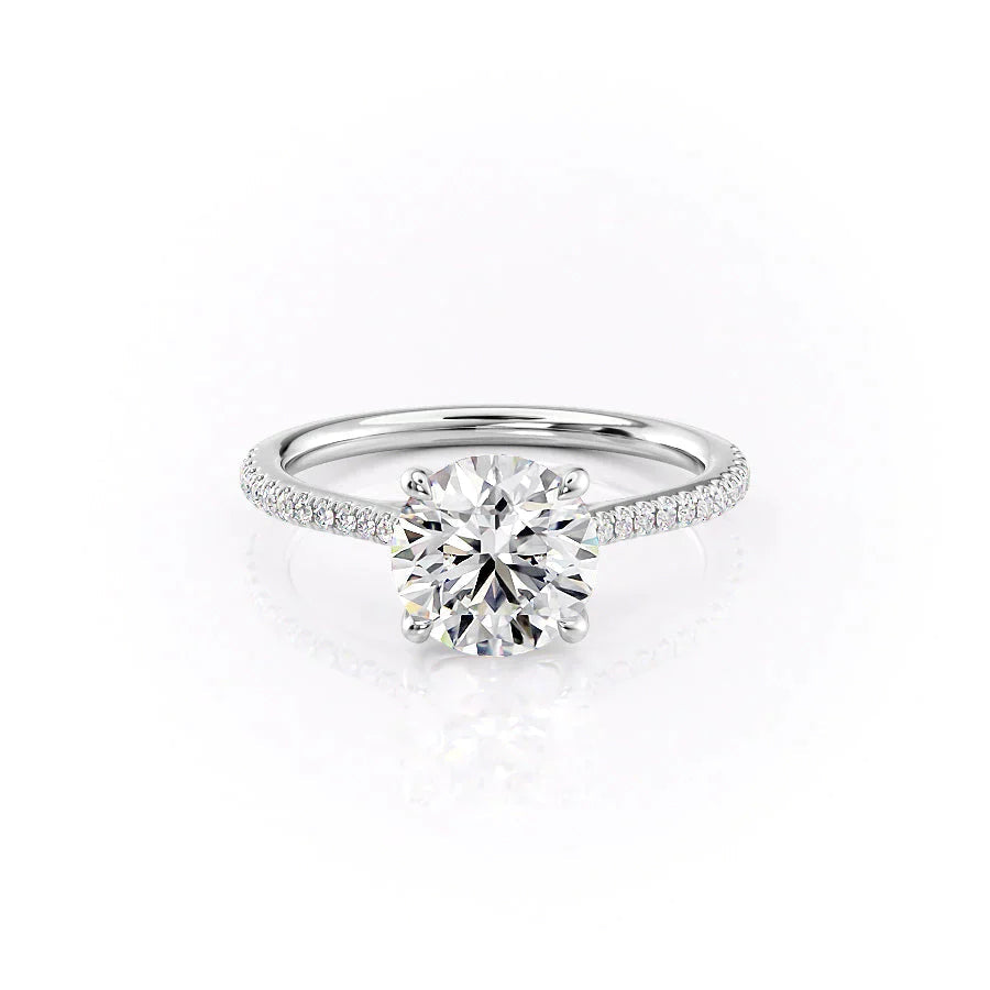 The Pave Lexie Set  With A 3 Carat Round 14K White Gold Moissanite