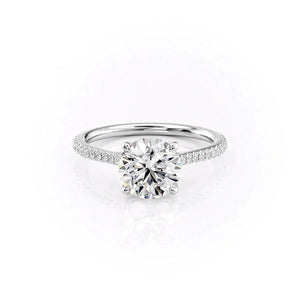 The Pave Lexie Set  With A 3 Carat Round 14K White Gold Moissanite