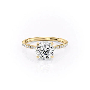 The Pave Lexie Set  With A 4 Carat Round 18K Yellow Gold Moissanite