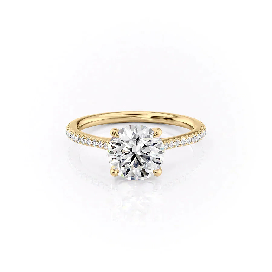 The Lexie Set  With A 1 Carat Round 14K Yellow Gold Moissanite
