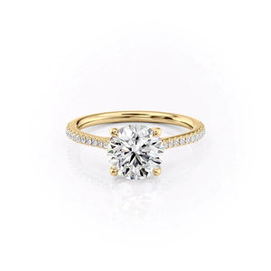 The Lexie Set  With A 1.5 Carat Round 14K Yellow Gold Moissanite