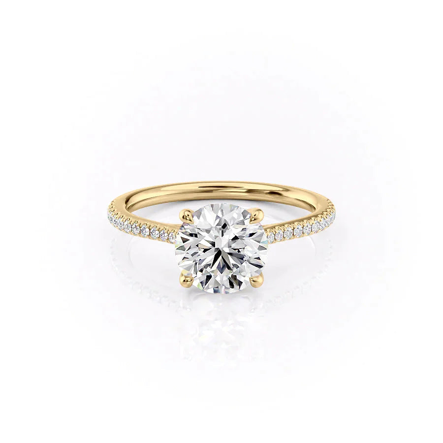 The Pave Lexie Set  With A 1 Carat Round 18K Yellow Gold Moissanite