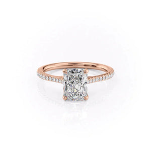 The Pave Lexie Set With A 3 Carat Radiant 14K Rose Gold Lab Diamond