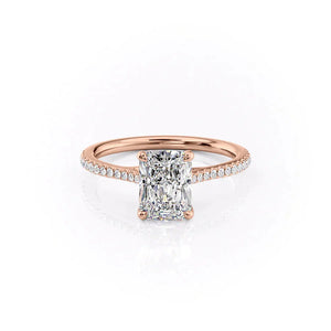 The Pave Lexie Set  With A 2.5 Carat Radiant 14K Rose Gold Moissanite