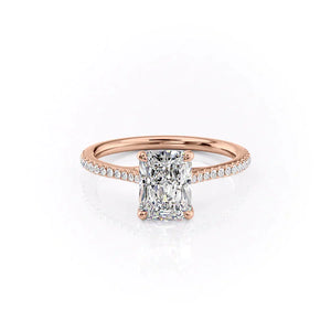 The Lexie Set  With A 4 Carat Radiant 14K Rose Gold Moissanite
