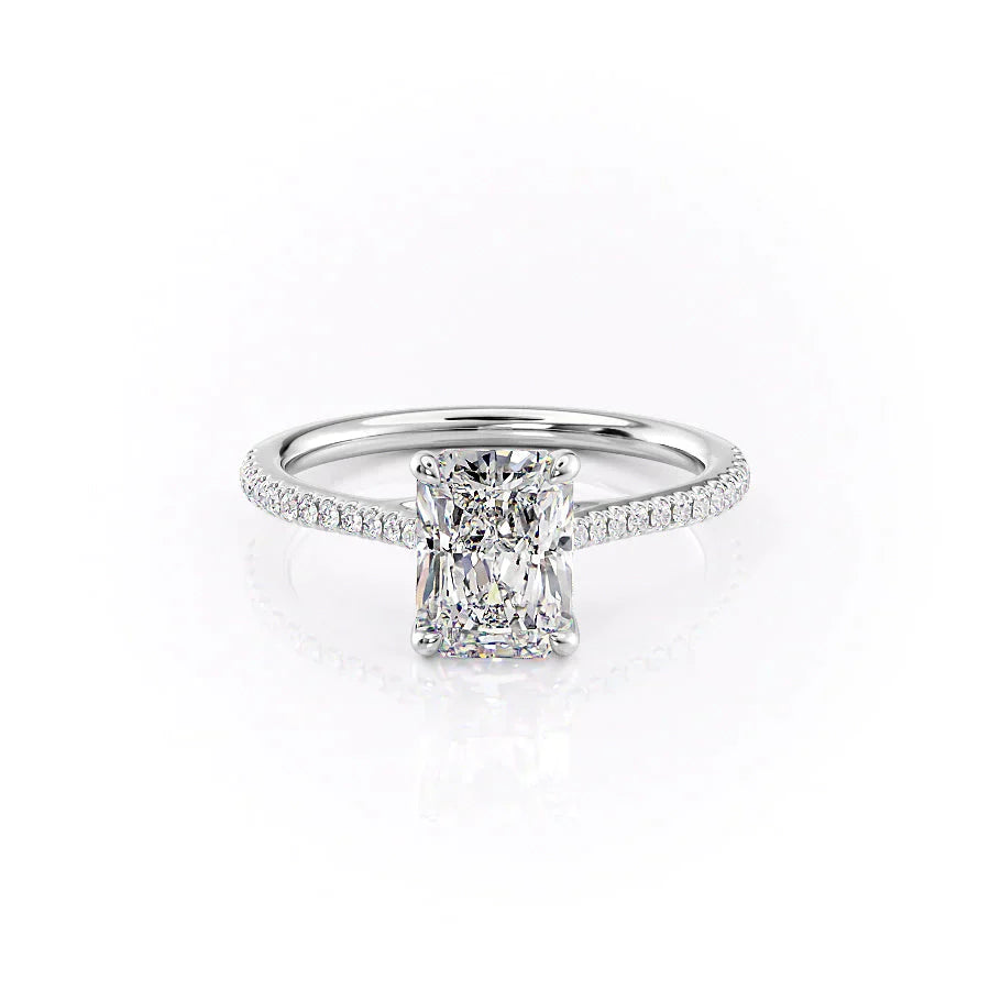 The Lexie Set  With A 2 Carat Radiant 14K White Gold Moissanite