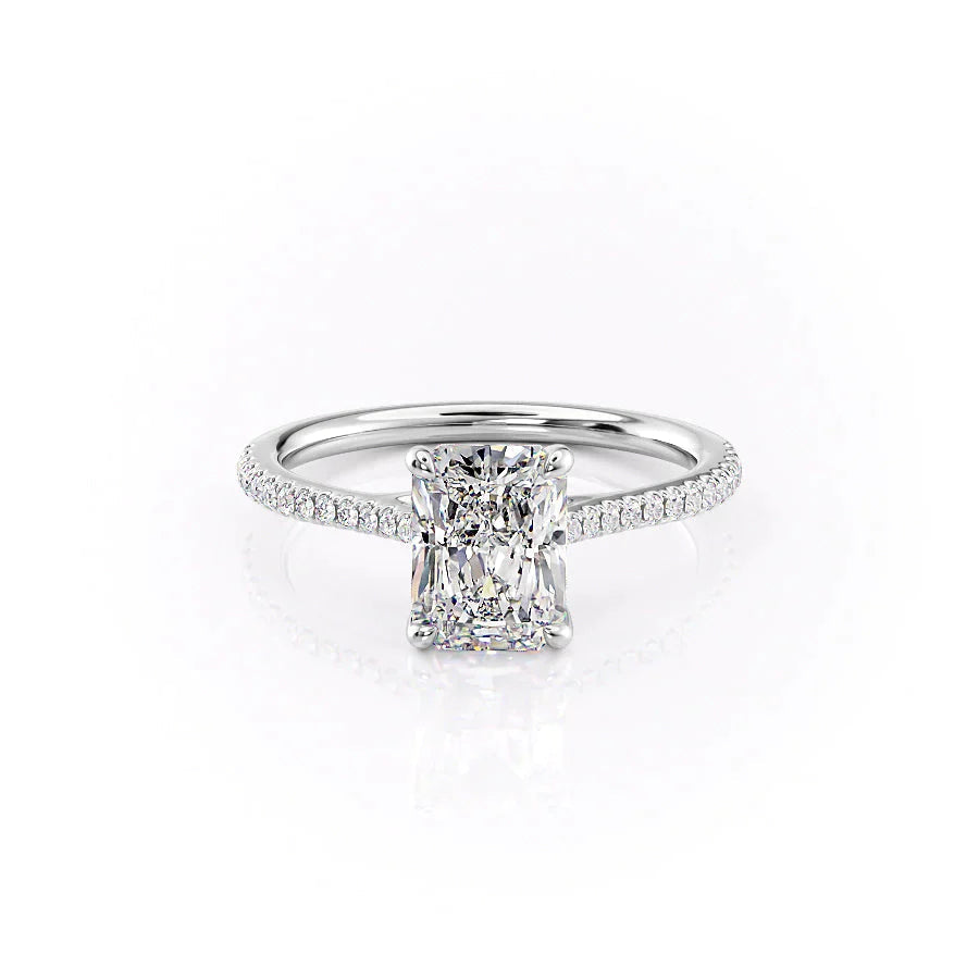 The Pave Lexie Set With A 1 Carat Radiant 14K White Gold Lab Diamond