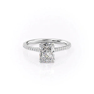 The Lexie Set With A 3 Carat Radiant 14K White Gold Lab Diamond
