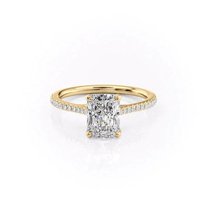 The Pave Lexie Set  With A 2.5 Carat Radiant 14K Yellow Gold Moissanite