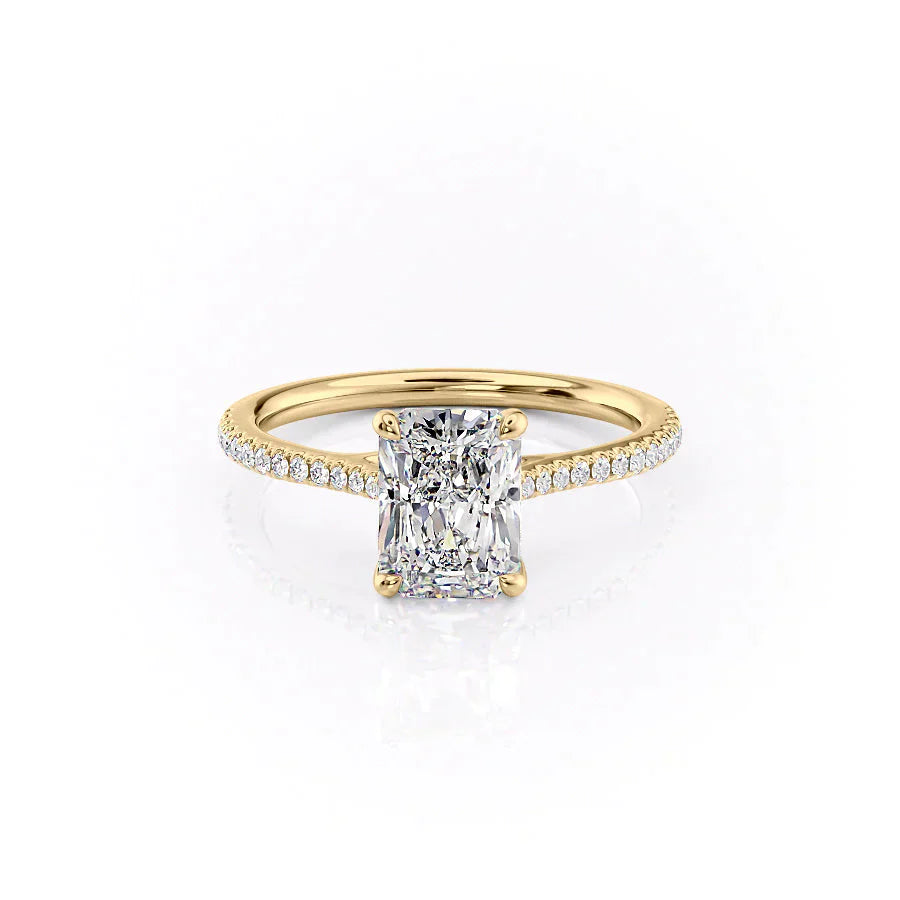The Lexie Set  With A 1 Carat Radiant 14K Yellow Gold Moissanite