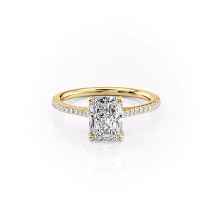 The Lexie Set  With A 1.5 Carat Radiant 18K Yellow Gold Moissanite