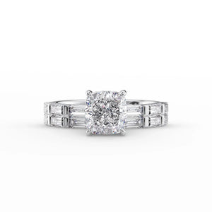 The Hailey Set  With A 5 Carat Cushion 14K White Gold Moissanite