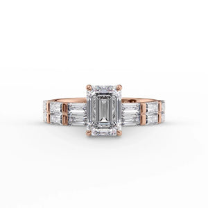 The Hailey Set  With A 2.5 Carat Emerald 14K Rose Gold Moissanite