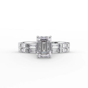 The Hailey Set  With A 4 Carat Emerald 18K White Gold Moissanite