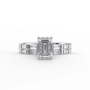 The Hailey Set  With A 2.5 Carat Emerald 14K White Gold Moissanite