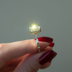 The Hailey Set  With A 2.5 Carat Radiant 18K Yellow Gold Moissanite