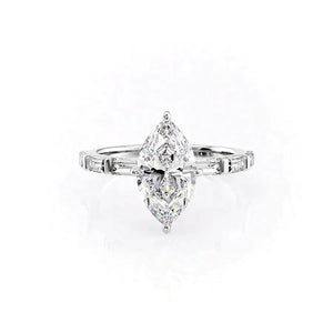 The Hailey Set With A 1 Carat Marquise 14K White Gold Lab Diamond