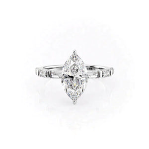 The Hailey Set  With A 1 Carat Marquise 18K White Gold Moissanite