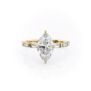 The Hailey Set With A 1 Carat Marquise 18K Yellow Gold Lab Diamond