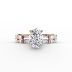 The Hailey Set  With A 1.5 Carat Oval 14K Rose Gold Moissanite