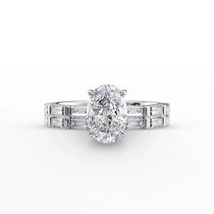 The Hailey Set  With A 3 Carat Oval 18K White Gold Moissanite