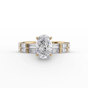 The Hailey Set  With A 2.5 Carat Oval 18K Yellow Gold Moissanite