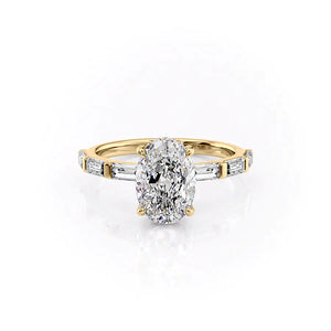 The Hailey Set  With A 4.5 Carat Oval 18K Yellow Gold Moissanite