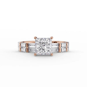 The Hailey Set  With A 2 Carat Princess 14K Rose Gold Moissanite