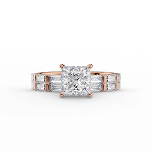 The Hailey Set  With A 2.5 Carat Princess 14K Rose Gold Moissanite