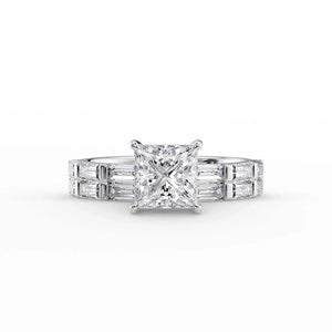 The Hailey Set  With A 3 Carat Princess 18K White Gold Moissanite
