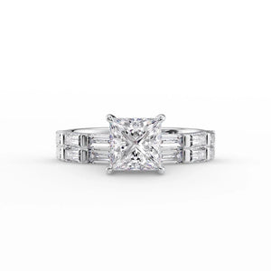 The Hailey Set  With A 2.5 Carat Princess 14K White Gold Moissanite