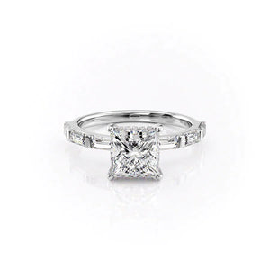 The Hailey Set  With A 2.5 Carat Princess 14K White Gold Moissanite
