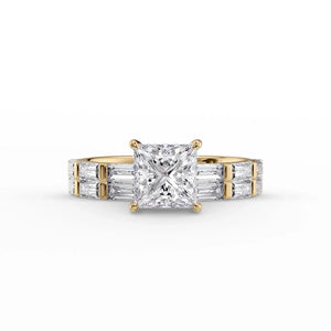 The Hailey Set  With A 2 Carat Princess 18K Yellow Gold Moissanite