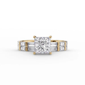 The Hailey Set  With A 2.5 Carat Princess 18K Yellow Gold Moissanite