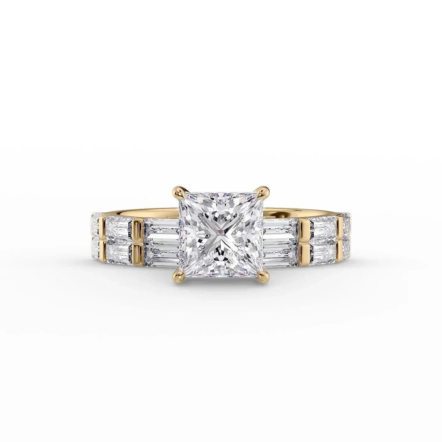 The Hailey Set  With A 2.5 Carat Princess 18K Yellow Gold Moissanite