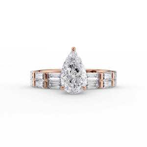 The Hailey Set  With A 4.5 Carat Pear 14K Rose Gold Moissanite