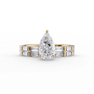 The Hailey Set  With A 2 Carat Pear 18K Yellow Gold Moissanite