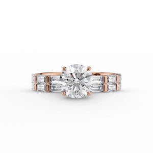 The Hailey Set  With A 4.5 Carat Round 14K Rose Gold Moissanite