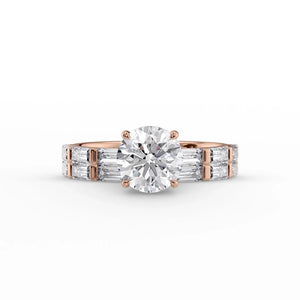The Hailey Set  With A 1 Carat Round 14K Rose Gold Moissanite