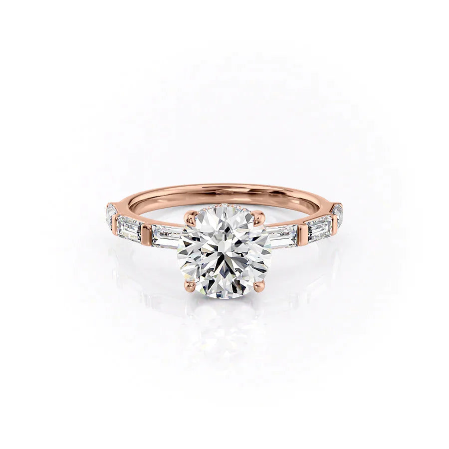 The Hailey Set  With A 3.5 Carat Round 14K Rose Gold Moissanite