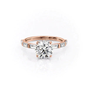 The Hailey Set With A 1.5 Carat Round 14K Rose Gold Lab Diamond