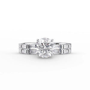 The Hailey Set  With A 3 Carat Round 14K White Gold Moissanite