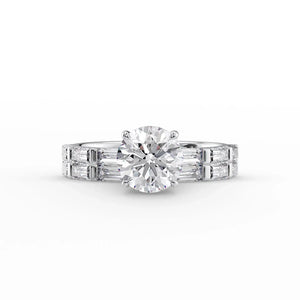 The Hailey Set  With A 3 Carat Round 14K White Gold Moissanite